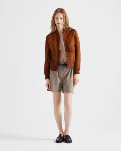 Prada Suede Blouson In Brown