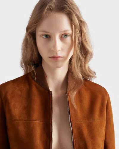 Prada Suede Blouson In Brown