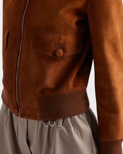 Prada Suede Blouson In Brown