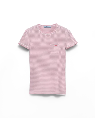 Prada Striped Crew-neck Sweater In Pink