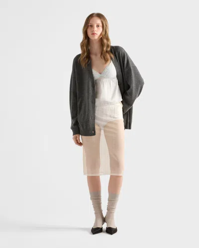 Prada Vintage-look Satin And Lace Top In White