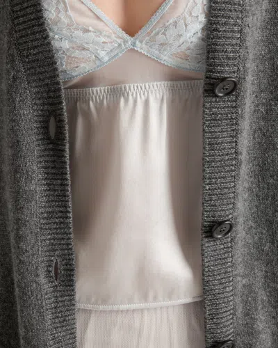 Prada Vintage-look Satin And Lace Top In White