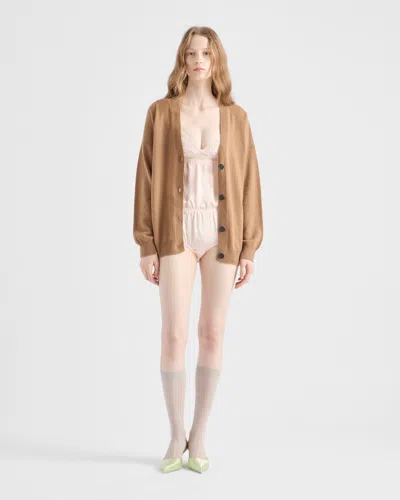 Prada Vintage-look Satin And Lace Top In Pink