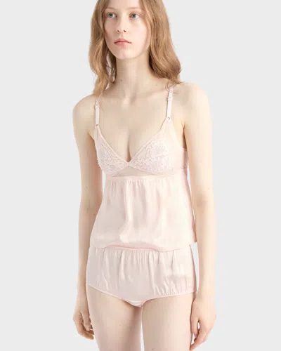 Prada Vintage-look Satin And Lace Top In Pink