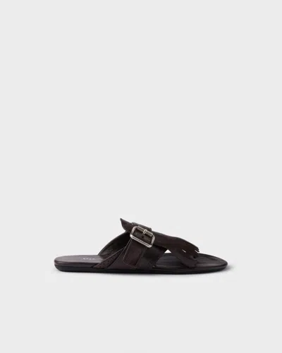 Prada Shuffle Leather Thong Sandals