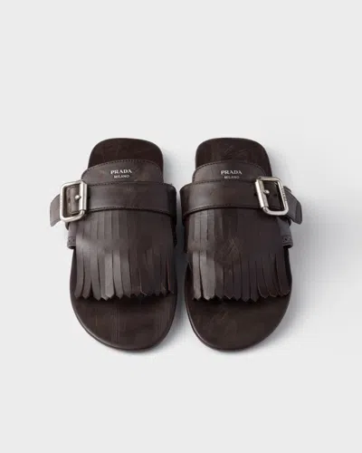 Prada Shuffle Leather Thong Sandals