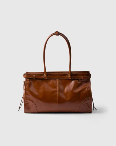 Prada Bonnie Large Convertible Leather Shoulder Handbag