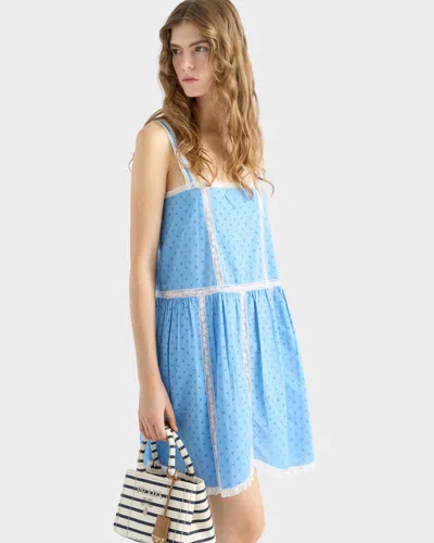 Prada Logo-embroidered Mini Dress In Blue