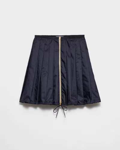 Prada Womens Blue Re Nylon Zip-up Pleated Woven Mini Skirt