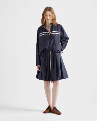Prada Womens Blue Re Nylon Zip-up Pleated Woven Mini Skirt