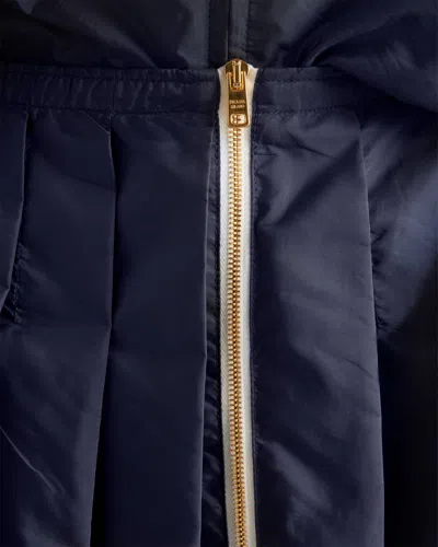 Prada Womens Blue Re Nylon Zip-up Pleated Woven Mini Skirt