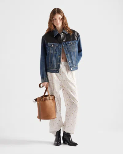 Prada Womens Blue Bleached Relaxed-fit Denim Jacket Xs