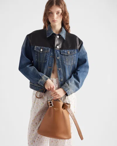 Prada Womens Blue Bleached Relaxed-fit Denim Jacket Xs