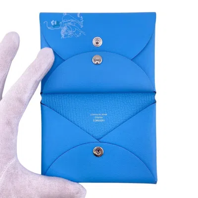 Pre-owned Hermes Blue Swift Leather Coin Purse/coin Case ()