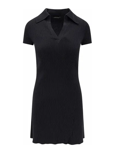 Balenciaga Wool Blend Mini Dress With Ribbed Texture