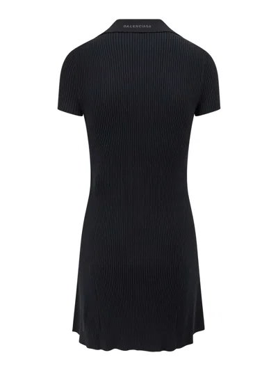 Balenciaga Wool Blend Mini Dress With Ribbed Texture