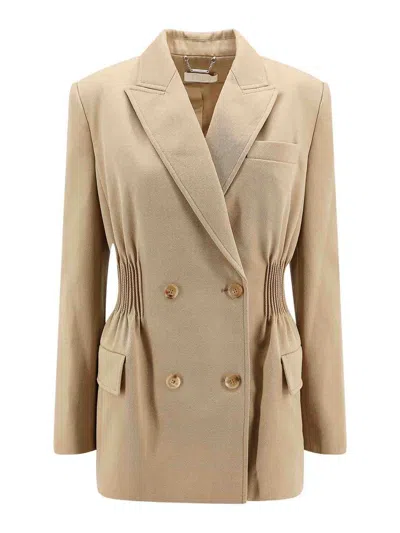 Chloé Double-breasted Jacket In Soft Wool In Neutral