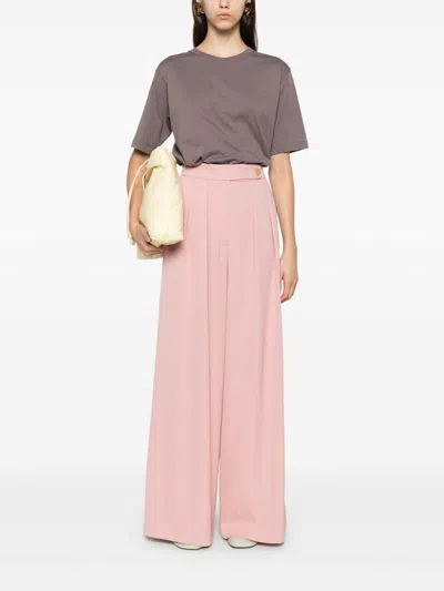 Dries Van Noten High Waist Wide Leg Trousers With Button Detail