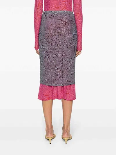 Dries Van Noten Abstract Layered Midi Skirt Turtleneck