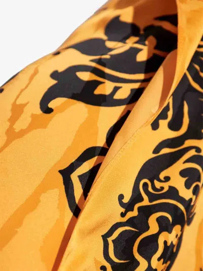 Etro Orange Skirt With Asymmetric Design And All-over Stencil Floral Print In Viscose Woman