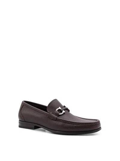 Ferragamo Grandioso Leather Loafer With Gancini Detail In Brown