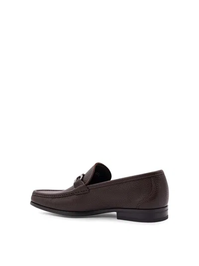 Ferragamo Grandioso Leather Loafer With Gancini Detail In Brown