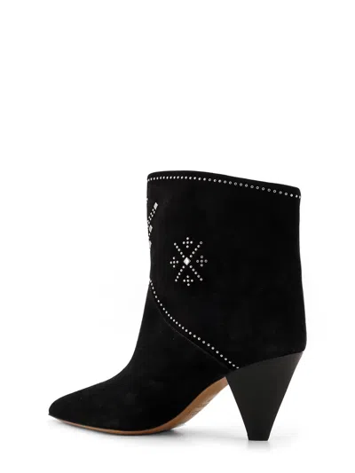 Isabel Marant Loline Suede Ankle Boots With Micro Studs In Black