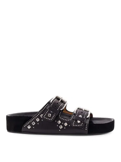 Isabel Marant Lennyo Leather Sandals In Black