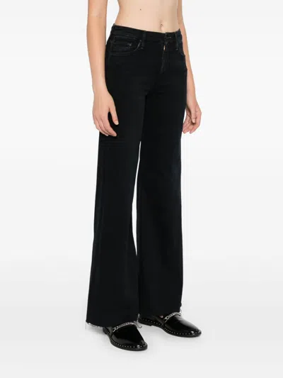 Mother Flared The Roller Fray Jeans In Black
