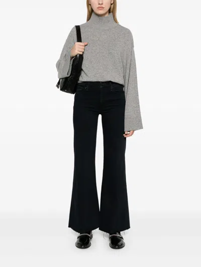 Mother Flared The Roller Fray Jeans In Black