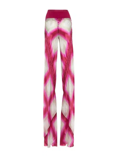 Rick Owens High Waist Flared Trousers With Sheer Fabric