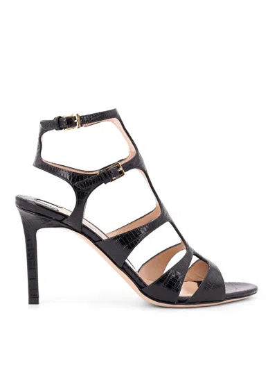 Tom Ford High Stiletto Sandals With Cut-out Straps In Black
