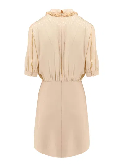 Valentino Crepe Couture Short Dress In Neutral