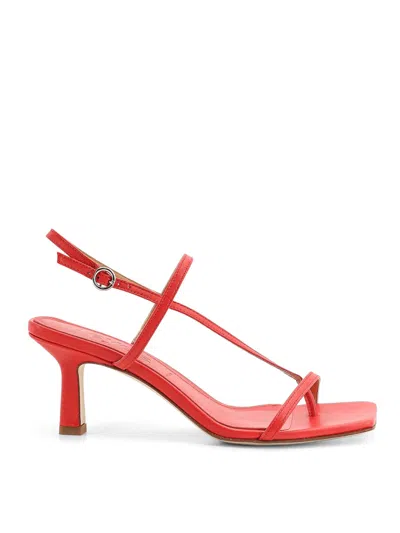 Aeyde Square Toe High Heel Sandals In Red