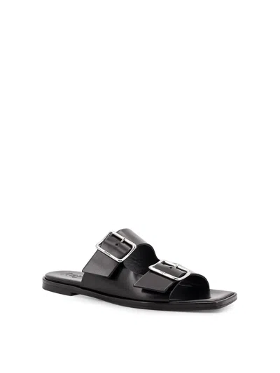Aeyde Tonya Leather Sandals With Double Strap In Black