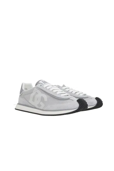 Dolce & Gabbana Man Grey Suede And Mesh Dg Aria Sneakers