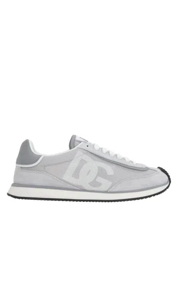 Dolce & Gabbana Man Grey Suede And Mesh Dg Aria Sneakers