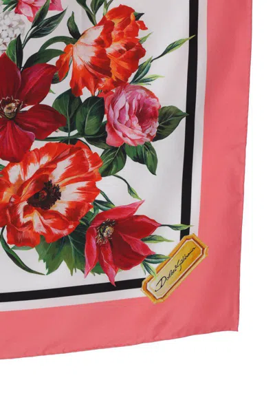 Dolce & Gabbana Printed Silk Foulard In Red