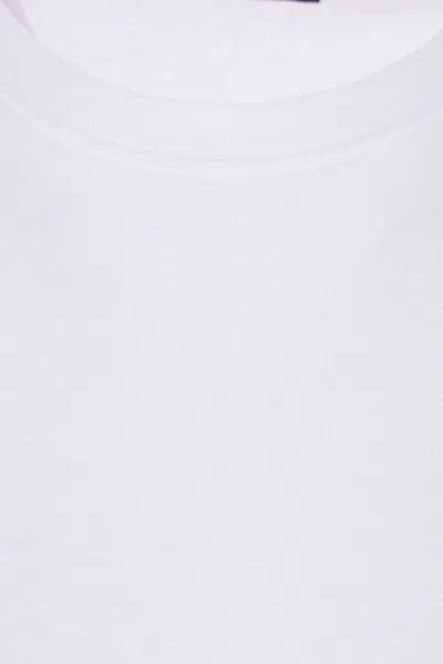 Dolce & Gabbana White Crewneck T-shirt With Logo Plate In Cotton Man