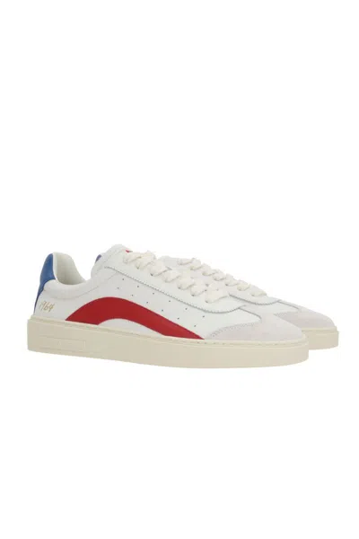 Dsquared2 Low-top Leather Sneakers Rubber Sole In Multi