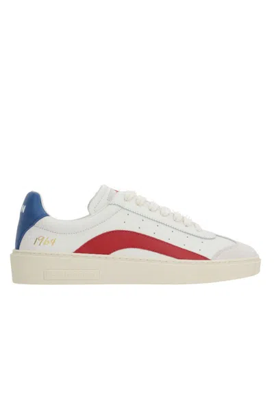 Dsquared2 Low-top Leather Sneakers Rubber Sole In Multi