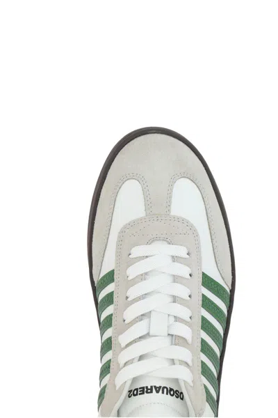 Dsquared2 White Leather Sneakers With Side Stripe Detailing In White