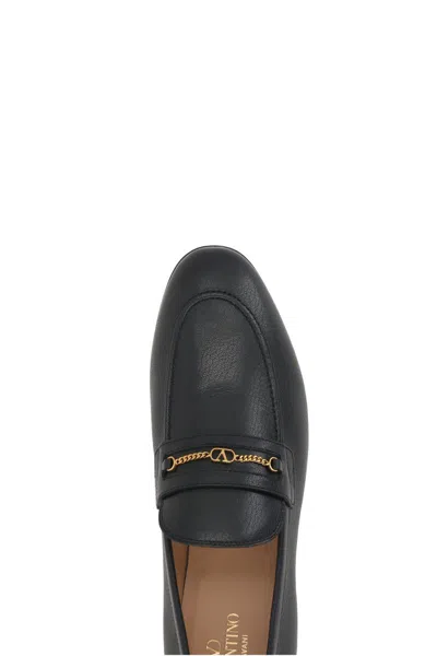 Valentino Garavani Men Vlogo Signautre Leather Loafers In Black