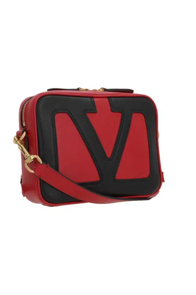 Valentino Red And Black Leather Crossbody Bag