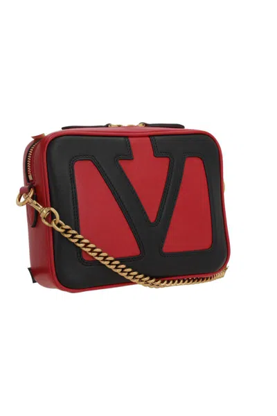 Valentino Red And Black Leather Crossbody Bag