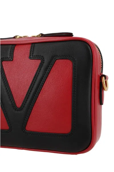 Valentino Red And Black Leather Crossbody Bag