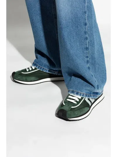 Dolce & Gabbana Multicolor Suede And Mesh Dg Aria Sneakers In Green
