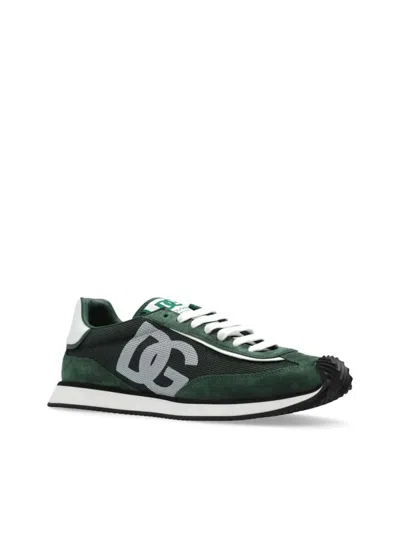 Dolce & Gabbana Multicolor Suede And Mesh Dg Aria Sneakers In Green