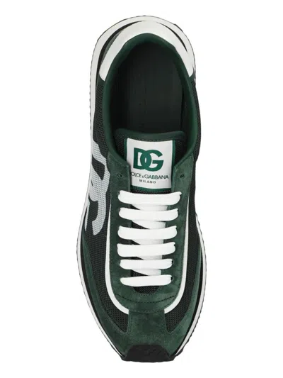 Dolce & Gabbana Multicolor Suede And Mesh Dg Aria Sneakers In Green