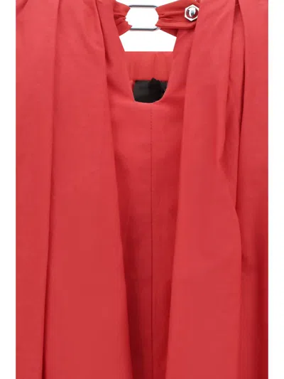 Pinko ‘bert' Red Dress With Exposed Shoulder Design And Removable Sleeves With Button In Red